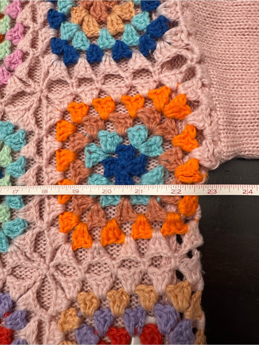 Pink Lily Pastel Pink Crochet Patchwork Cardigan - Picture 15 of 17